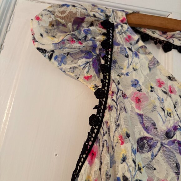 Free People Maxi Dress Women Size 0 Cherry Blossom Open Back Spring Garden - Picture 7 of 8